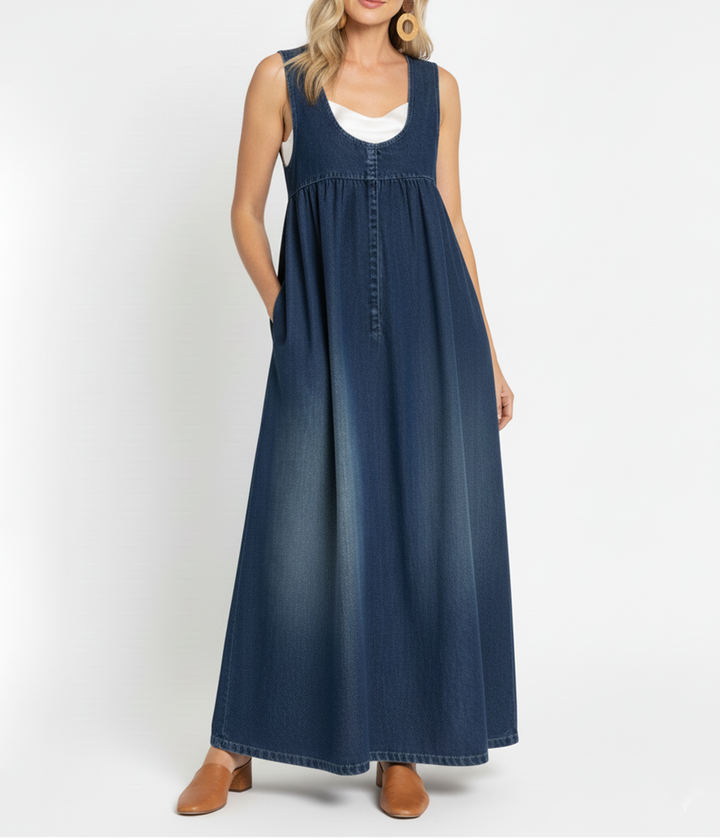 Karen | Vintage denimmaxikjole i blød bomuld