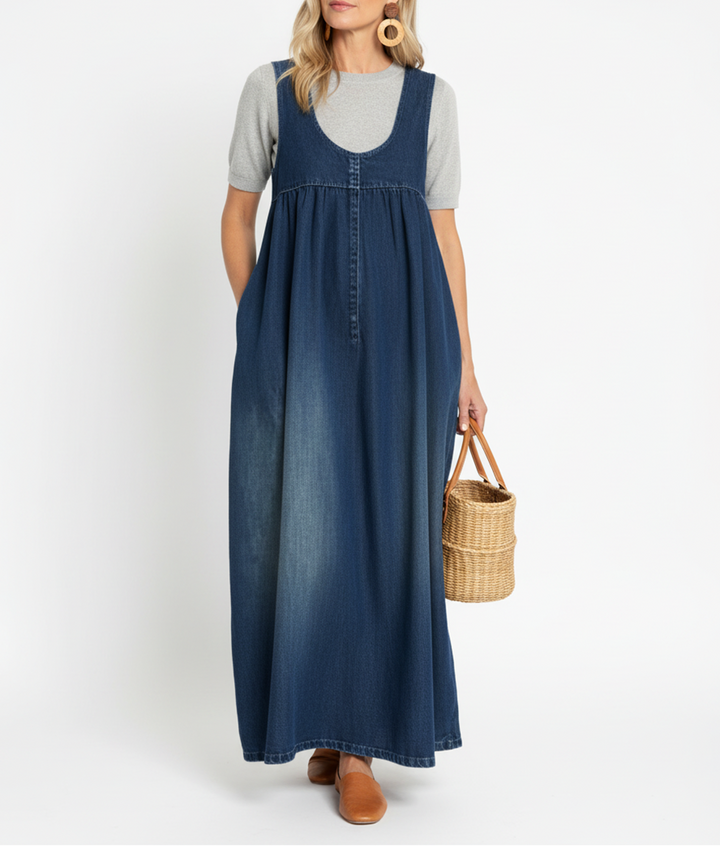 Karen | Vintage denimmaxikjole i blød bomuld