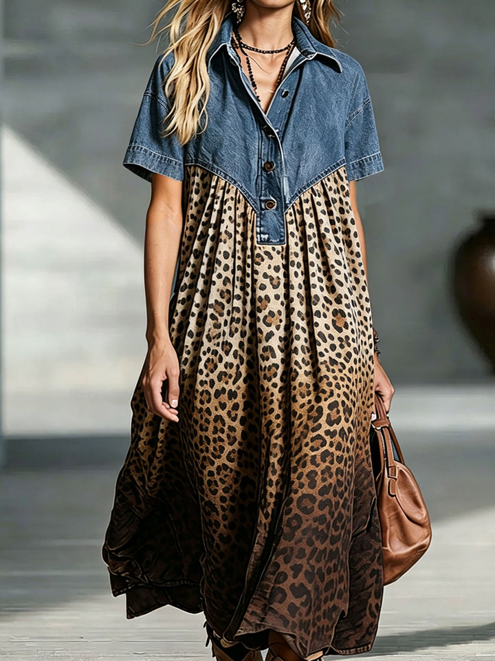 Silja – Boheme-western midikjole med leopardprint