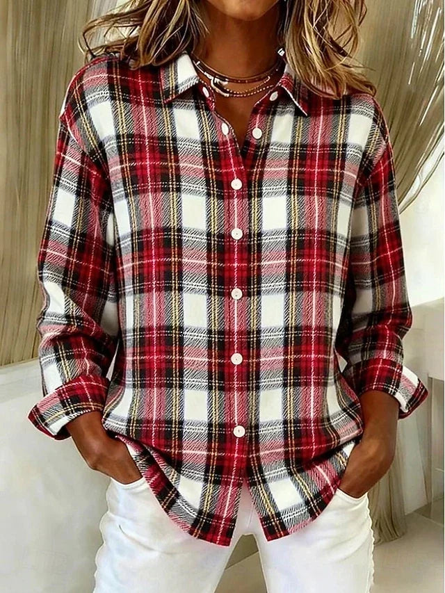 Sian | Klassisk ternet bluse med knapper