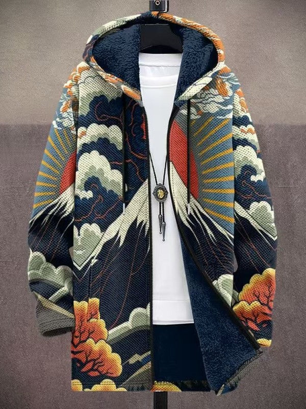 Isabella | Cardigan med hætte og kunstnerisk print