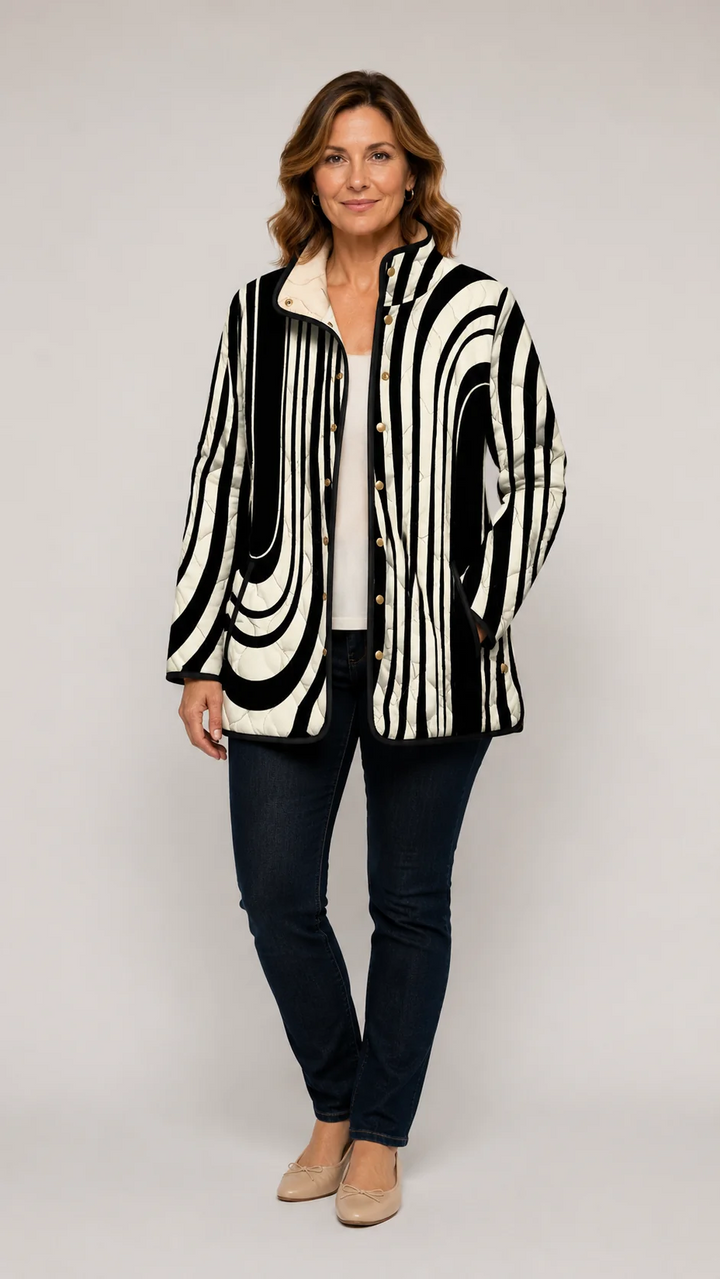 Soraya | Afslappet quiltet jakke med abstrakt geometrisk design