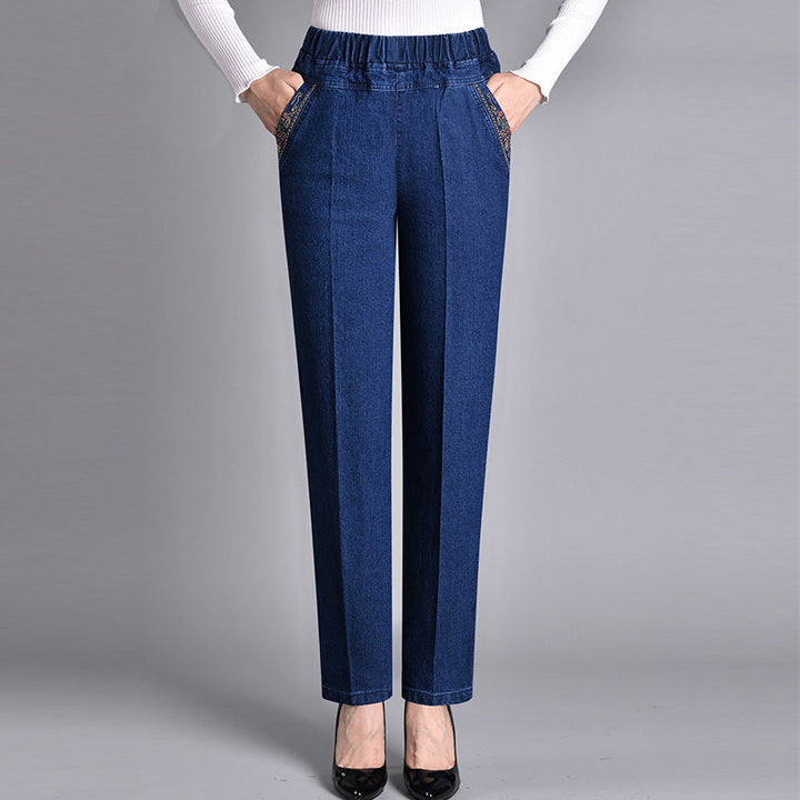 Adriana™ | Damejeans med sidelommer og elastisk talje