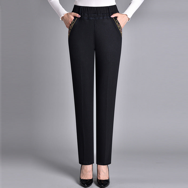 Adriana™ | Damejeans med sidelommer og elastisk talje
