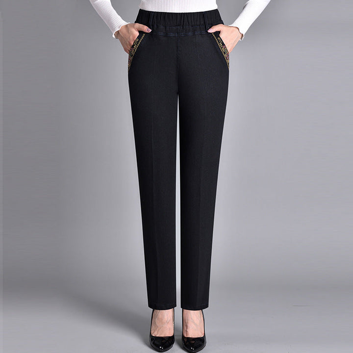 Adriana™ | Damejeans med sidelommer og elastisk talje