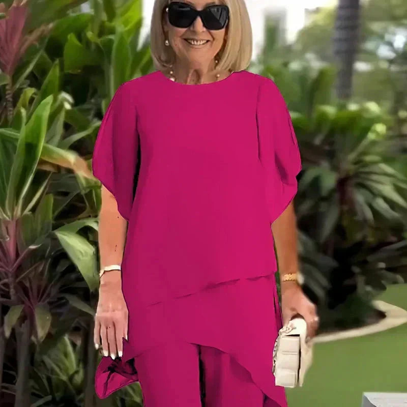 Harper – Elegant asymmetrisk sæt med top og bukser