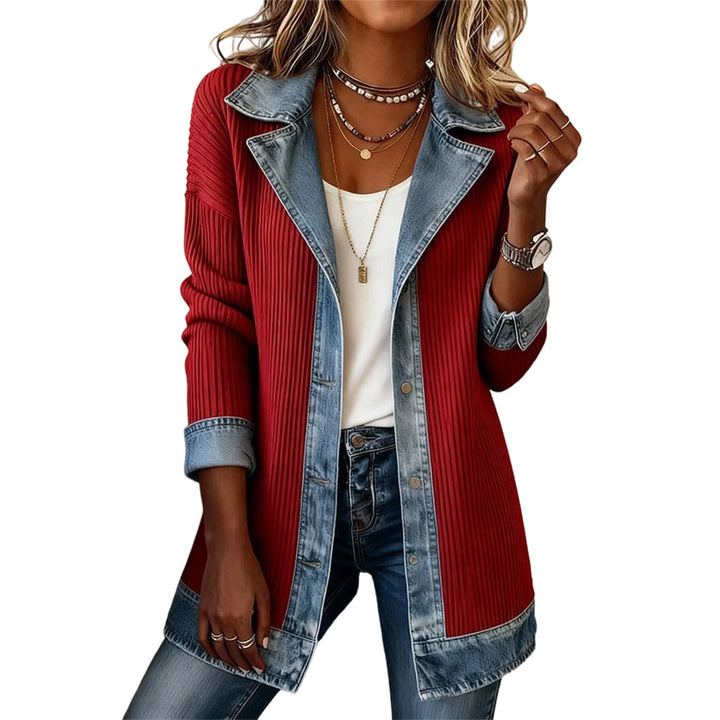 Freja – Denimjakke med ribstrik
