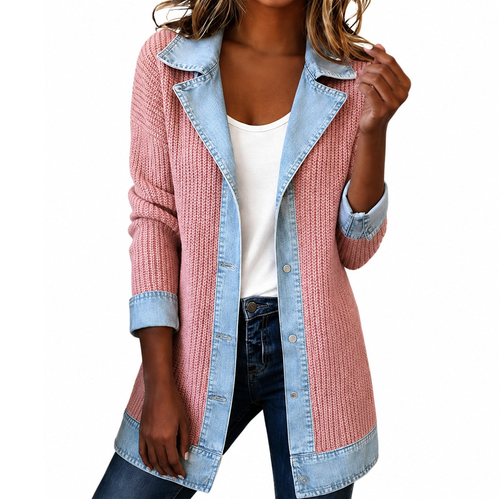 Freja – Denimjakke med ribstrik