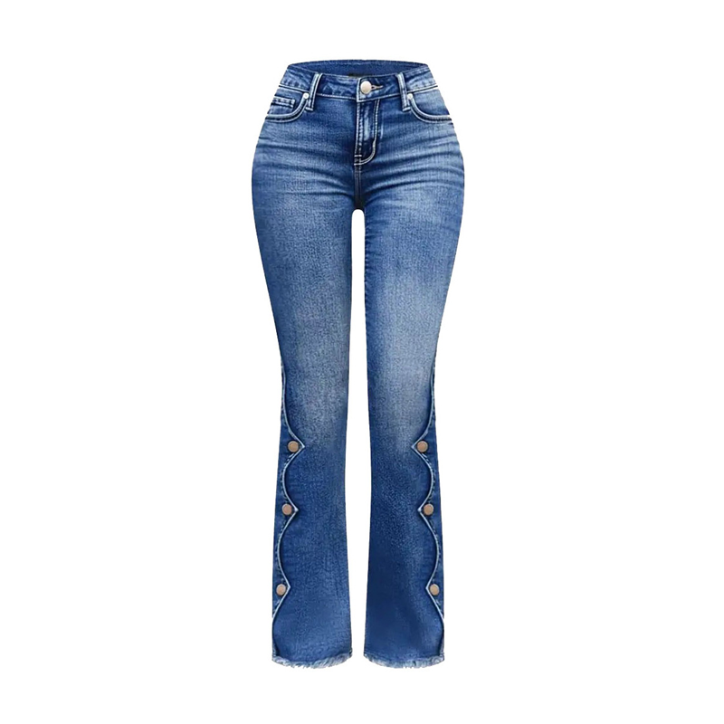 Amelie – Bootcut-jeans med knapdetaljer