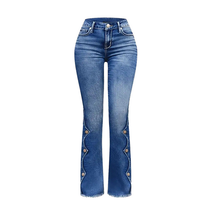 Amelie – Bootcut-jeans med knapdetaljer