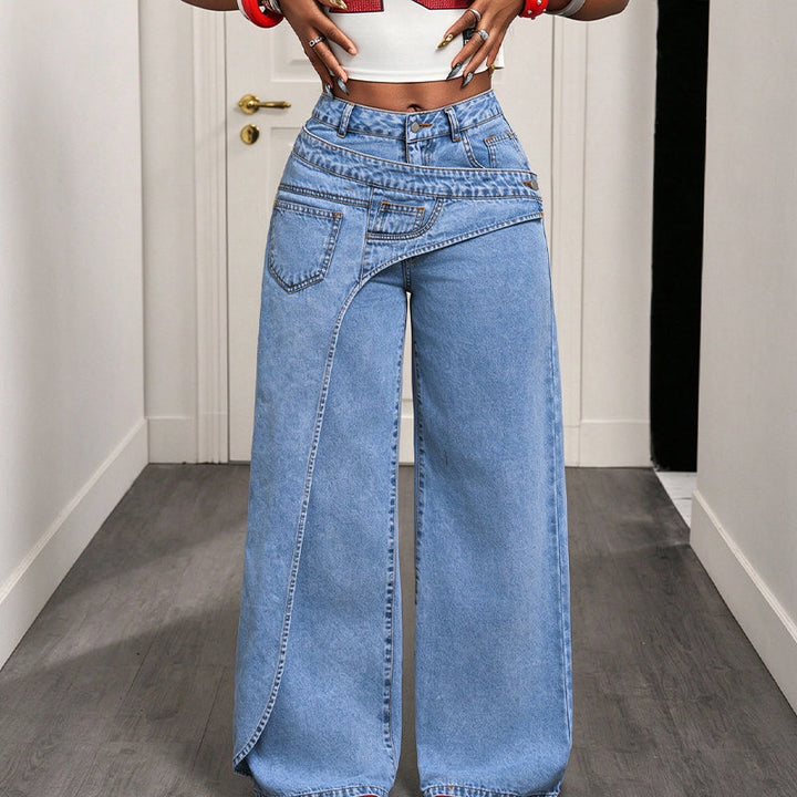 Maja – Brede jeans med asymmetrisk talje