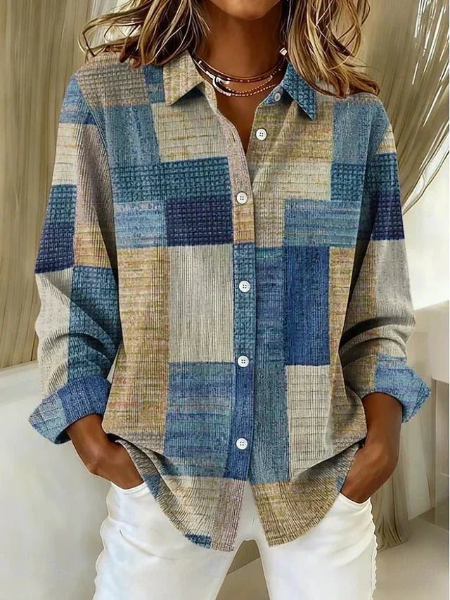 Deanna | Patchworkbluse med farveblokke