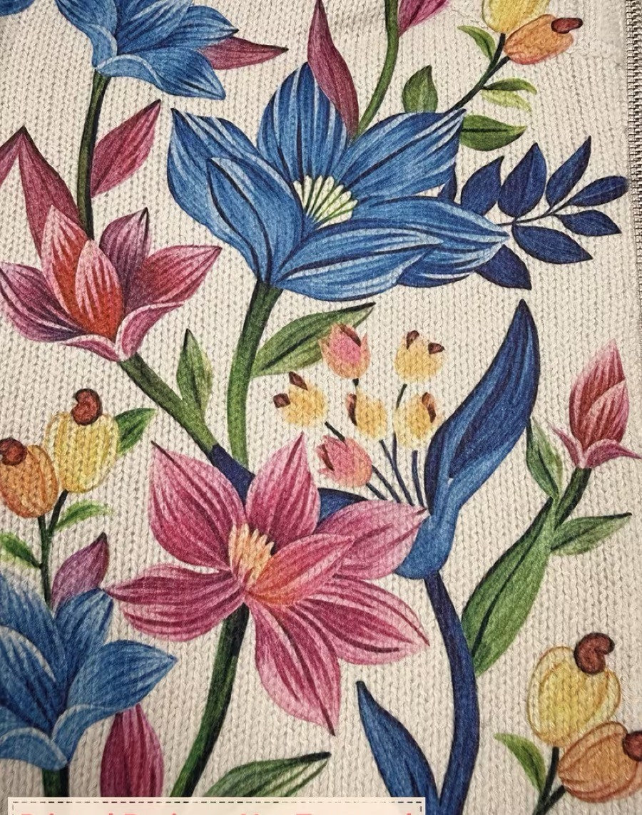 Tabitha™ | Cardigan med botaniske haveblomster og lynlås