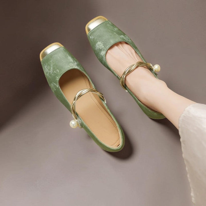 Tove | Elegante pumps med firkantet snude og perler