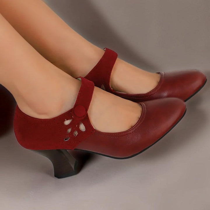 Bente | Elegante pumps med ankelrem og blokhæl