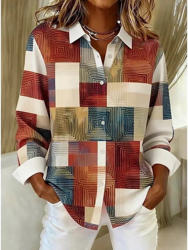 Deanna | Patchworkbluse med farveblokke