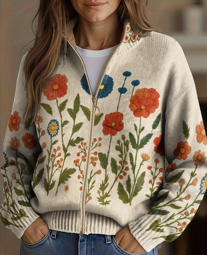 Wrenna™ | Cardigan med vildblomstereng og lynlås