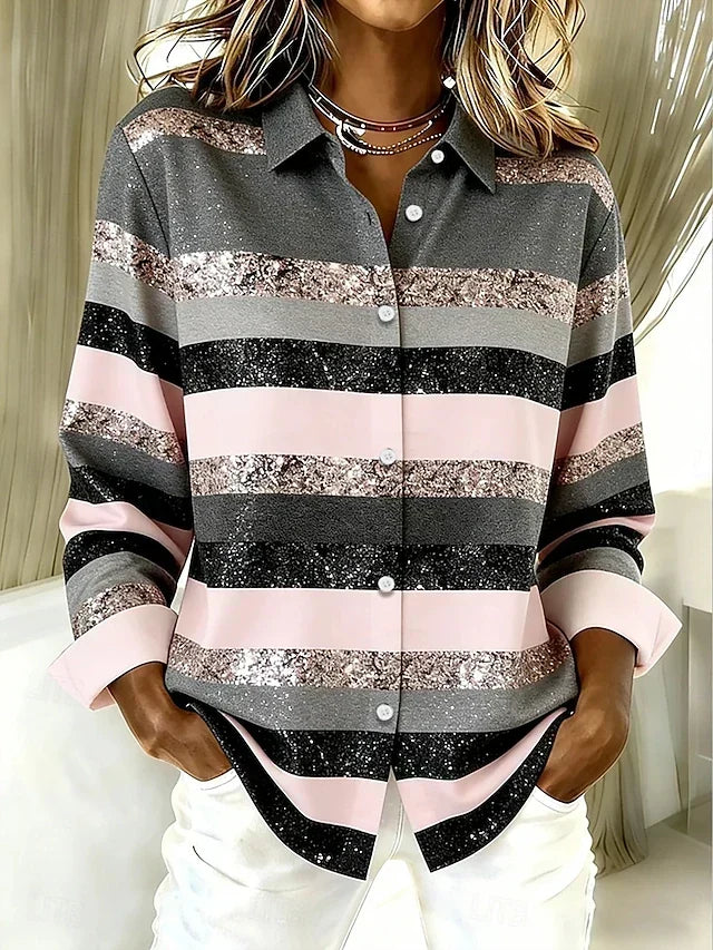Rhoda | Stribet bluse med knapper